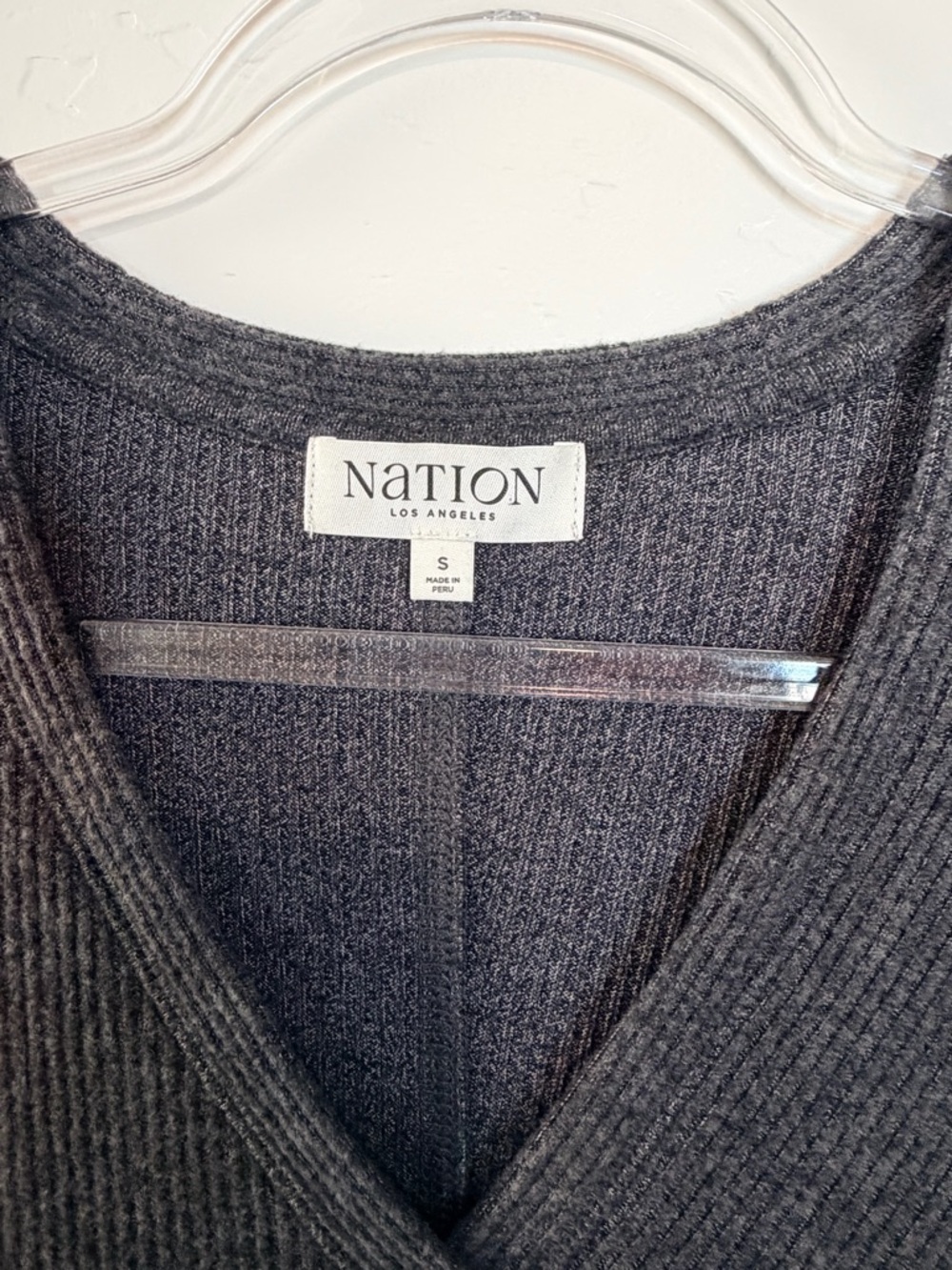 Nation LTD Grey Ruched Midi Dress Long Sleeve Minimalist Body Skimming - Picture 3 of 6